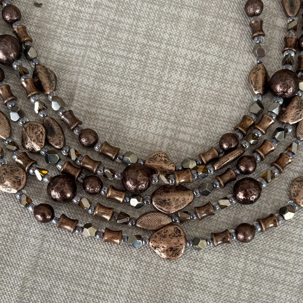 Chic Multi-Strand Bronze Necklace - Picture 2 of 6